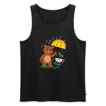 Bear with umbrella - Men's Premium Organic Tank Top - black - Front - Michal (187cm)