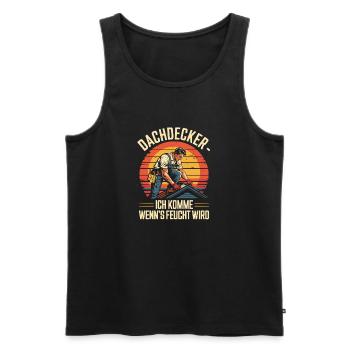 Roofer I come when it gets damp - Men's Premium Organic Tank Top - black - Front - AI Model Male 178 light (178cm)