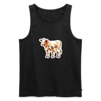 Kuhliebe – Mutter und Kalb - Männer Premium Bio Tank Top - Schwarz - Vorne - AI Model Male 178 light (178cm)