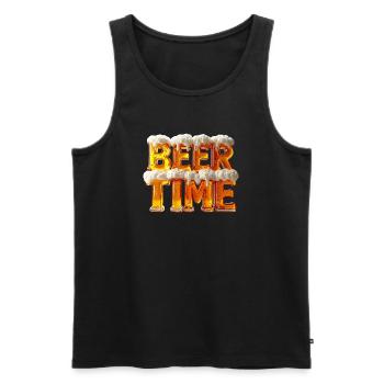 Beer Time – 3D Beer Glass Letters with Foam - Men's Premium Organic Tank Top - black - Front - AI Model Male 178 light (178cm)