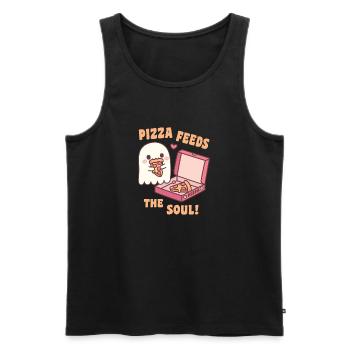 Une pizza fantôme mignonne nourrit l’âme drôle - Débardeur bio Premium Homme - noir - Devant - Michal (187cm)