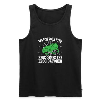 Frog Catcher Watch Your Step Frog - Männer Premium Bio Tank Top - Schwarz - Vorne - Michal (187cm)