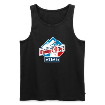 Route des Grandes Alpes | Color | 2026 - Männer Premium Bio Tank Top - Schwarz - Vorne - AI Model Male 178 light (178cm)