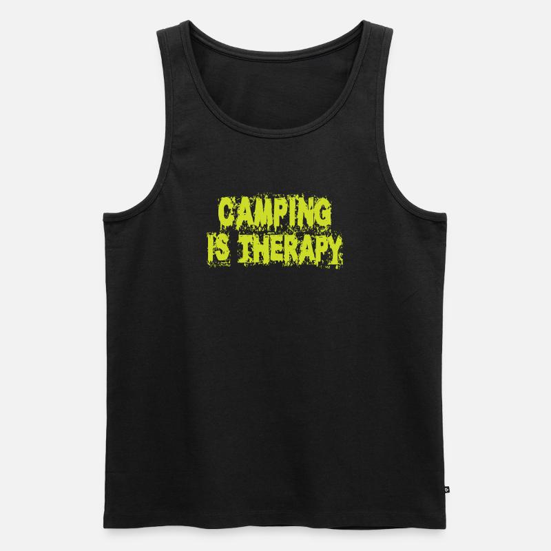 Camping ist Therapie - Männer Premium Bio Tank Top - Schwarz