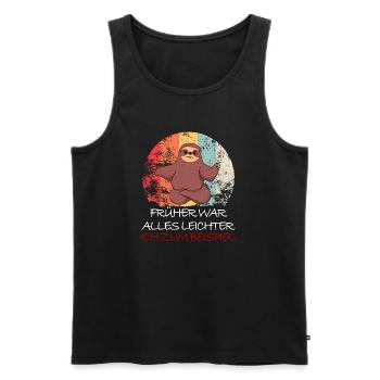 Faultier FRÜHER WAR ALLES LEICHTER ICH Z BEISPIEL - Männer Premium Bio Tank Top - Schwarz - Vorne - AI Model Male 178 light (178cm)