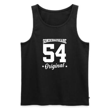 54 Birthday - Men's Premium Organic Tank Top - black - Front - AI Model Male 178 light (178cm)