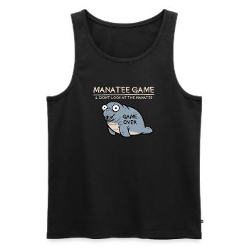 Manatee Game: Don't look at the manatee! Funny - Men's Premium Organic Tank Top - black - Front - AI Model Male 178 light (178cm)