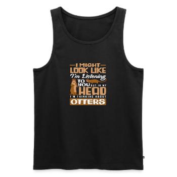 Thinking About Otter Sea Otter Cartoon - Men's Premium Organic Tank Top - black - Front - Michal (187cm)