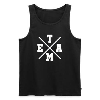 Team - Männer Premium Bio Tank Top - Schwarz - Vorne - Michal (187cm)