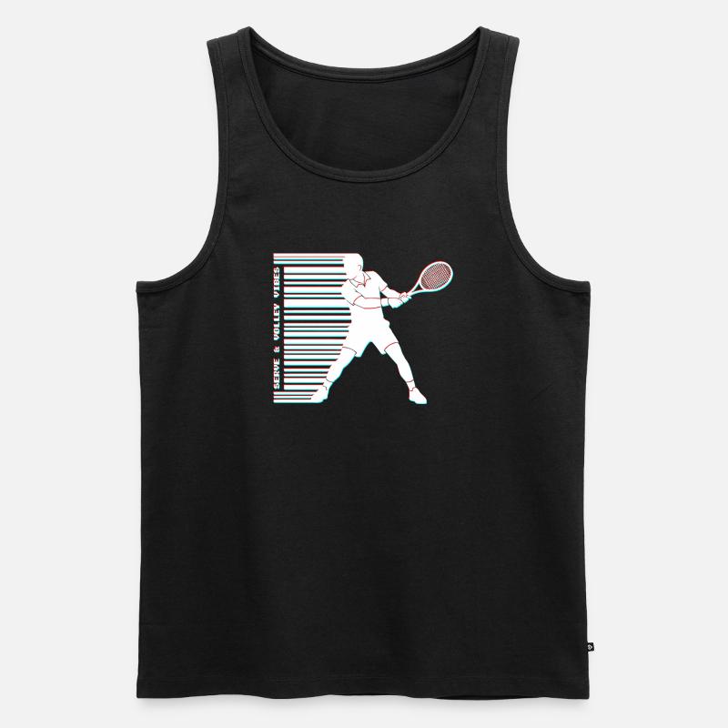 Tennis Glitch Barcode Sweat à capuche - Débardeur bio Premium Homme - noir