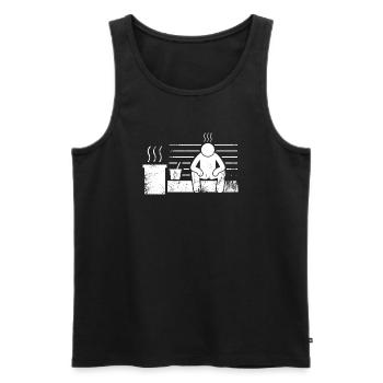 Sauna Sauna Master Sauna-vaer - Débardeur bio Premium Homme - noir - Devant - AI Model Male 178 light (178cm)