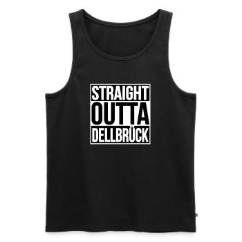 Straight Outta Dellbrück - Männer Premium Bio Tank Top - Schwarz - Vorne - Michal (187cm)