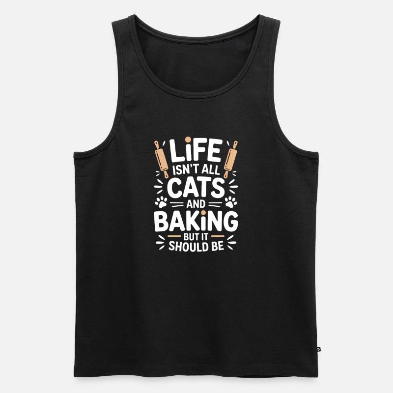 Backen Spruch Katzen Lustiges Backen Geschenk - Männer Premium Bio Tank Top - Schwarz