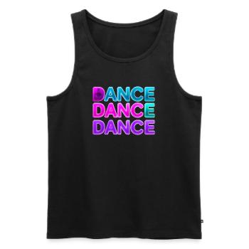 DANCE DANCE DANCE – Neon 80s mit Boxen - Männer Premium Bio Tank Top - Schwarz - Vorne - AI Model Male 178 light (178cm)