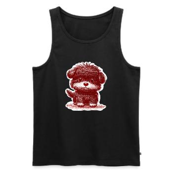 Wuscheliges Hündchen (Rot) - Männer Premium Bio Tank Top - Schwarz - Vorne - AI Model Male 178 light (178cm)
