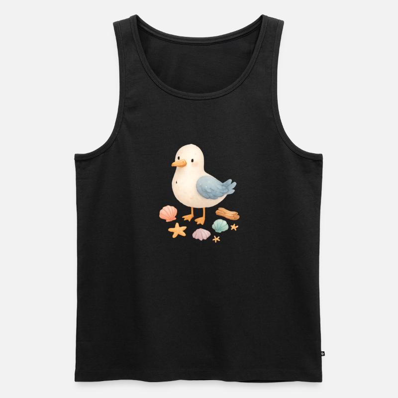 Möwe Strand Muscheln Maritim Küste - Männer Premium Bio Tank Top - Schwarz