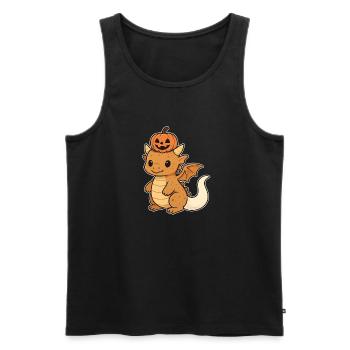 Pumpkin Dragon Kawaii Halloween - Men's Premium Organic Tank Top - black - Front - AI Model Male 178 light (178cm)