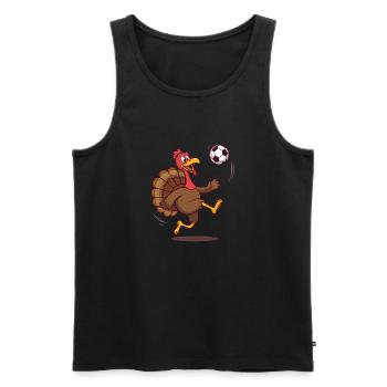 Dinde jouant au football Thanksgiving - Débardeur bio Premium Homme - noir - Devant - Michal (187cm)