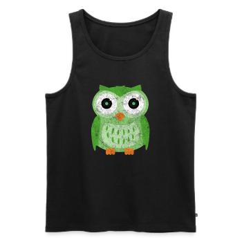 Grüne Eulen Cartoon - Männer Premium Bio Tank Top - Schwarz - Vorne - AI Model Male 178 light (178cm)