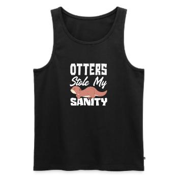 Otter Sanity Seeotter Cartoon - Männer Premium Bio Tank Top - Schwarz - Vorne - AI Model Male 178 light (178cm)