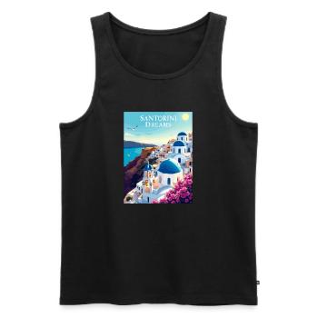 Santorini Träume - Männer Premium Bio Tank Top - Schwarz - Vorne - AI Model Male 178 light (178cm)