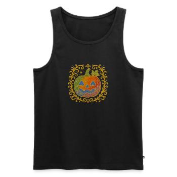 Ornamentierter Glitzerkürbis - Männer Premium Bio Tank Top - Schwarz - Vorne - AI Model Male 178 light (178cm)