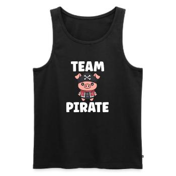 Pig Pirate Kawaii Team - Men's Premium Organic Tank Top - black - Front - Michal (187cm)
