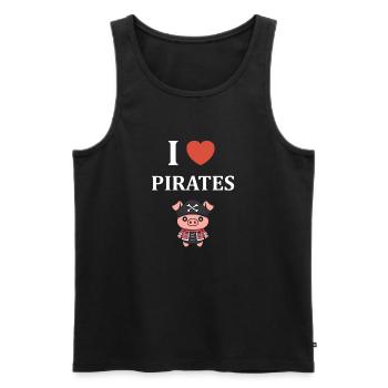 J'aime pirates cochons - Débardeur bio Premium Homme - noir - Devant - AI Model Male 178 light (178cm)