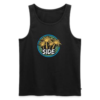 Side - Men's Premium Organic Tank Top - black - Front - AI Model Male 178 light (178cm)