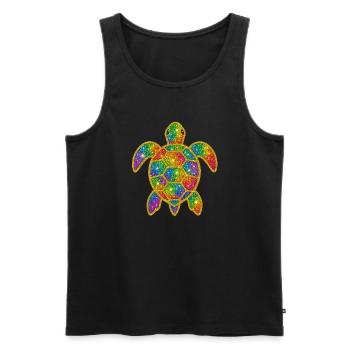 Regenbogen Glitzer Schildkröte - Männer Premium Bio Tank Top - Schwarz - Vorne - AI Model Male 178 light (178cm)
