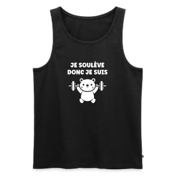 Je Soulève Donc Je Suis - Débardeur bio Premium Homme - noir - Devant - Michal (187cm)