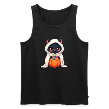 Chat d’Halloween avec citrouille d’Halloween - Débardeur bio Premium Homme - noir - Devant - Michal (187cm)
