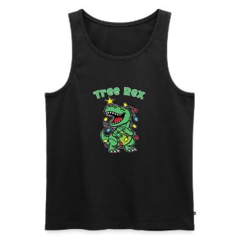 Imprimé élégant avec le sapin de Noël Dino « Tree Rex » - Débardeur bio Premium Homme - noir - Devant - AI Model Male 178 light (178cm)