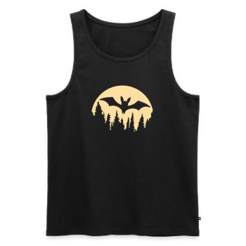 Chauve-souris Silhouette Cool Lune Forêt Halloween Fun - Débardeur bio Premium Homme - noir - Devant - Michal (187cm)