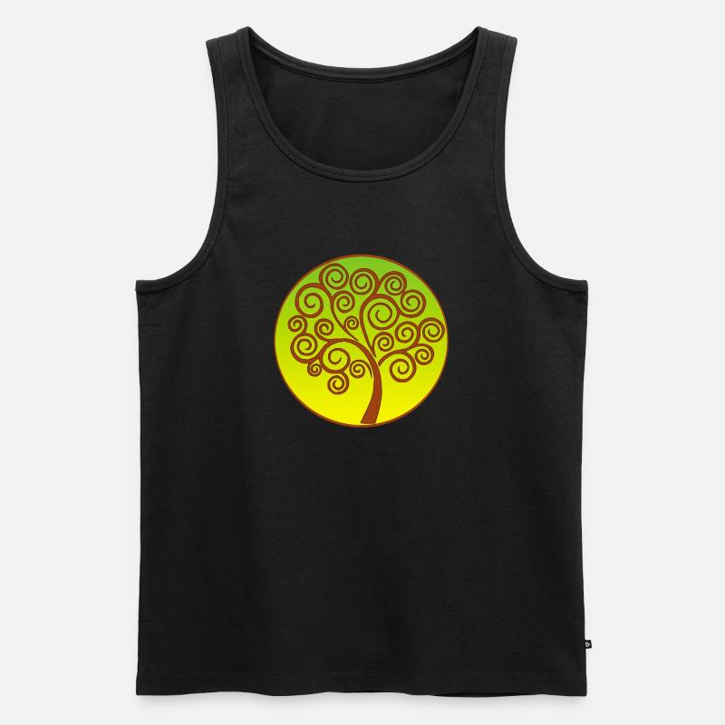 Spiralförmiger Baum des Lebens - Männer Premium Bio Tank Top - Schwarz