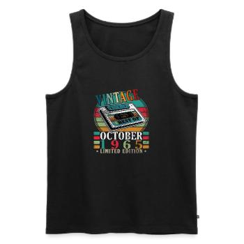 1965 Oktober Vintage - Oktober 1965 - Männer Premium Bio Tank Top - Schwarz - Vorne - Michal (187cm)