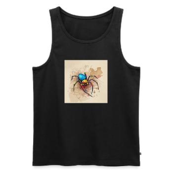Araignée colorée dans le style aquarelle - Débardeur bio Premium Homme - noir - Devant - Michal (187cm)