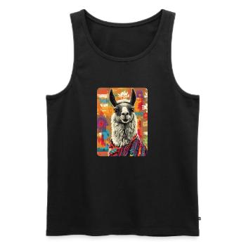 Lama - Männer Premium Bio Tank Top - Schwarz - Vorne - AI Model Male 178 light (178cm)