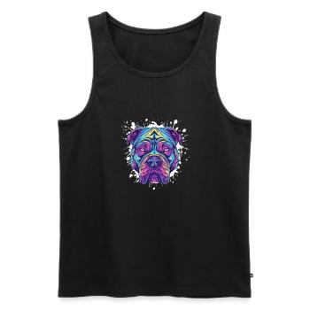 Colorful Pop Art Dog Face - Men's Premium Organic Tank Top - black - Front - AI Model Male 178 light (178cm)