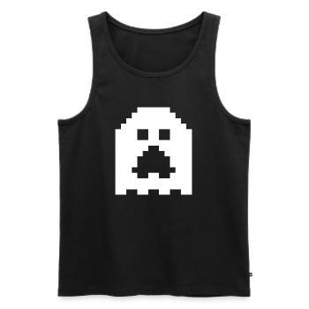 Ghost_Pixels_White - Männer Premium Bio Tank Top - Schwarz - Vorne - Michal (187cm)