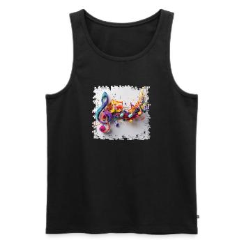 Colorful Musical Notes Art Motif - Men's Premium Organic Tank Top - black - Front - Michal (187cm)