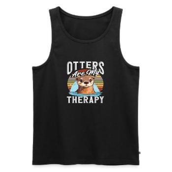 Retro-sonnenuntergang Seeotter Cartoon - Männer Premium Bio Tank Top - Schwarz - Vorne - Michal (187cm)