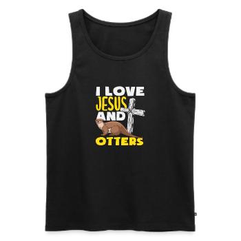 Jesus Seeotter Cartoon - Männer Premium Bio Tank Top - Schwarz - Vorne - Michal (187cm)