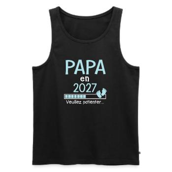 Papa en 2027 Cadeau Futur père - Débardeur bio Premium Homme - noir - Devant - Michal (187cm)