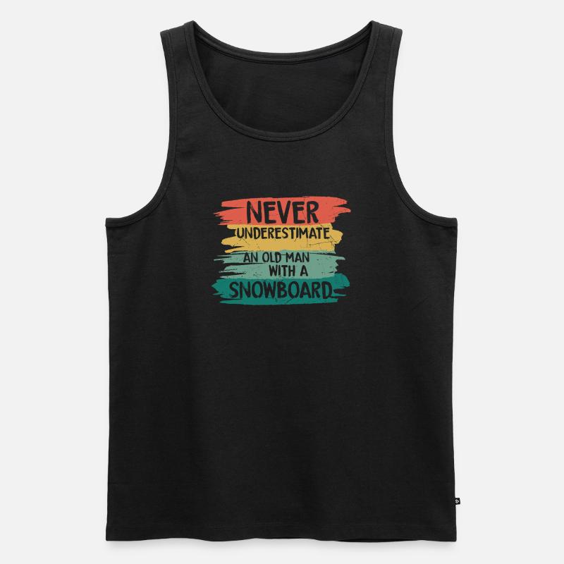 Never underestimate old snowboarder - Männer Premium Bio Tank Top - Schwarz