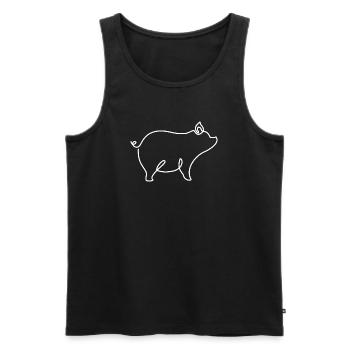 Pig Drawing – Symbol of Happiness and Nature - Men's Premium Organic Tank Top - black - Front - Michal (187cm)