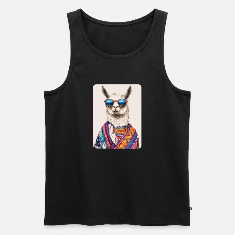 Lama - Männer Premium Bio Tank Top - Schwarz
