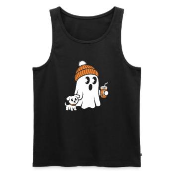Cozy Ghost with Beanie - Men's Premium Organic Tank Top - black - Front - AI Model Male 178 light (178cm)