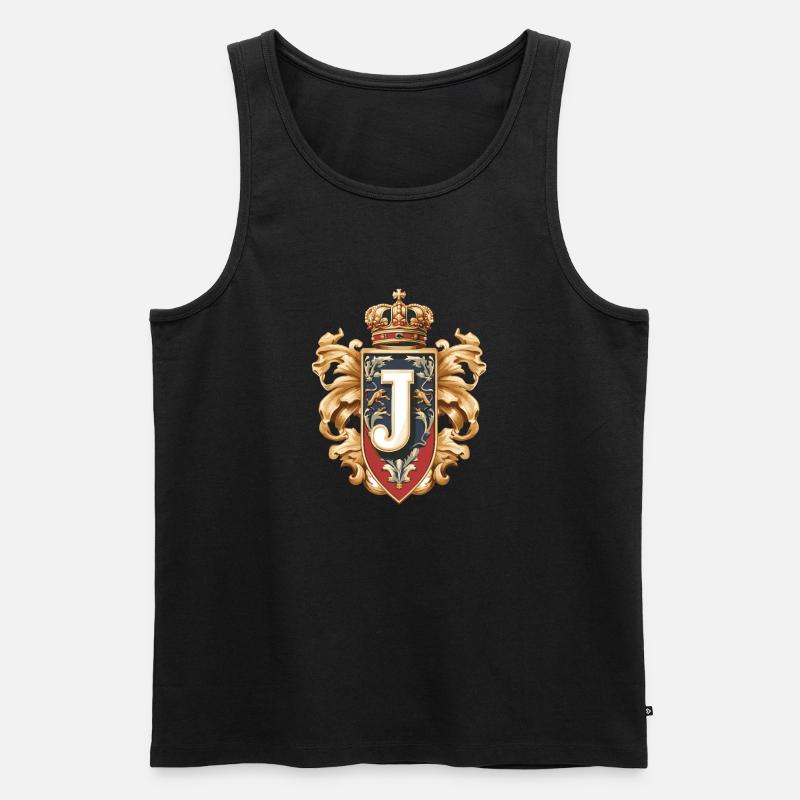 J Buchstabe Name Krone - Männer Premium Bio Tank Top - Schwarz
