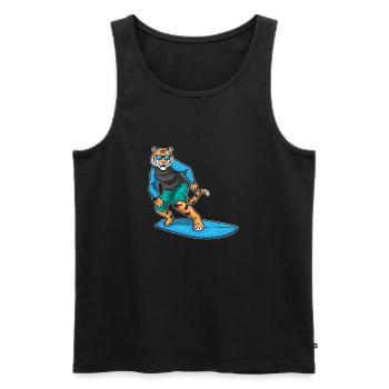 Tiger Surfen Surfbrett Sommer - Männer Premium Bio Tank Top - Schwarz - Vorne - Michal (187cm)